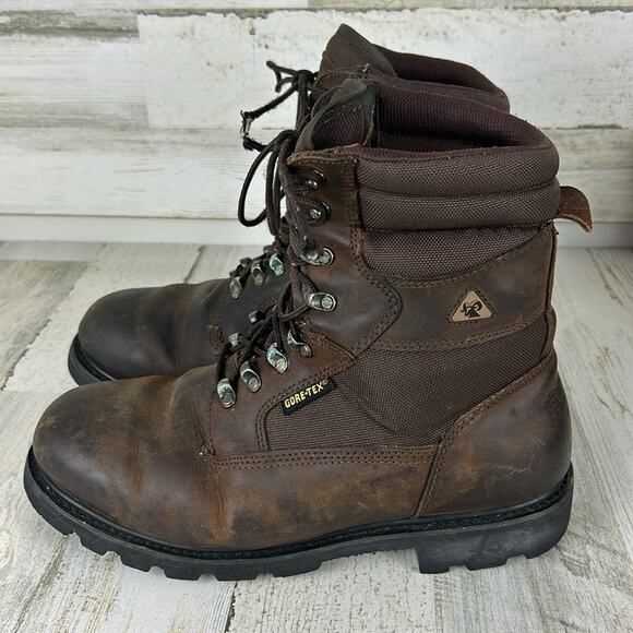 Rocky Men’s 10 Brown Leather Lace-Up Gore-Tex Steel Toe Work Boots Outdoor - Picture 3 of 8